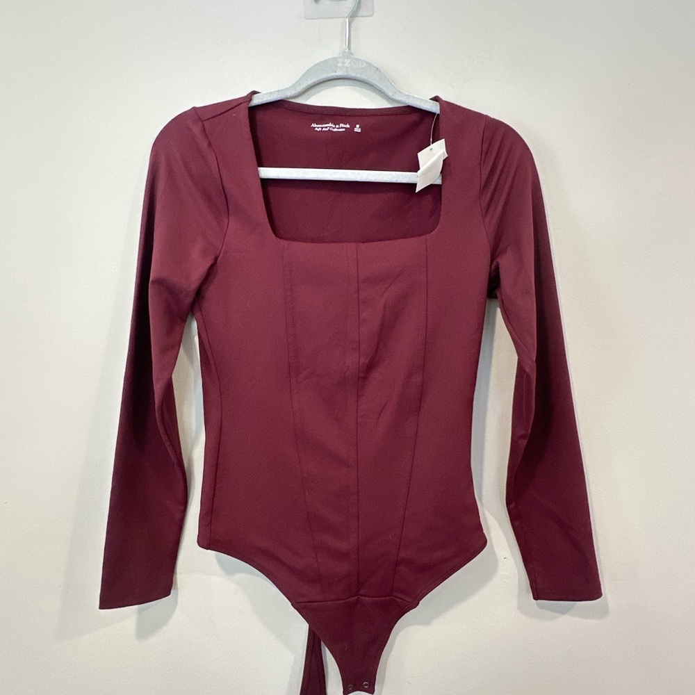 NWT Abercrombie & Fitch A&F Long-Sleeve Seamless Corset Bodysuit  Medium 2118